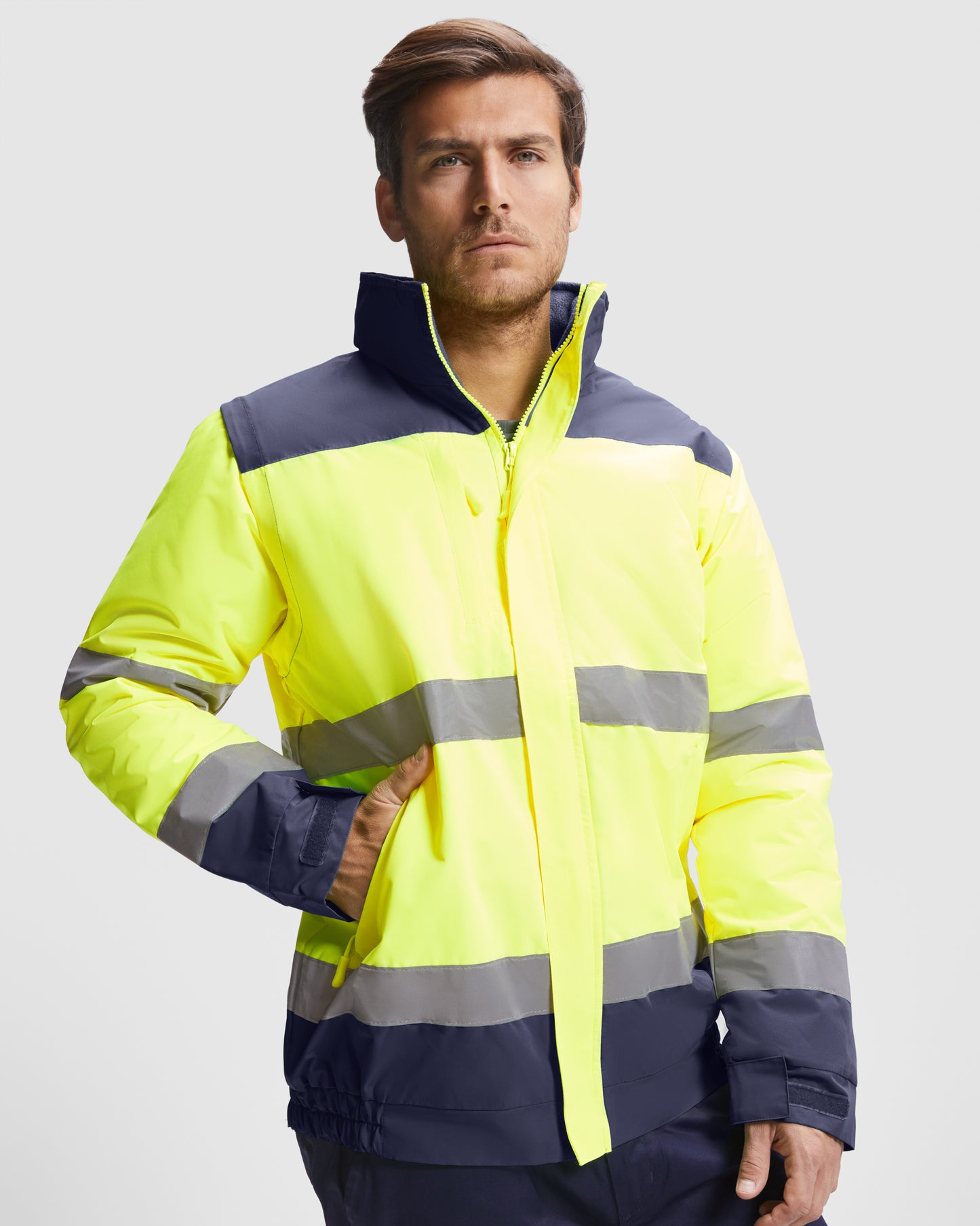 MA9304PI- Kombi Gesteppter Parka mit Weste / mit hoher Sichtbarkeit