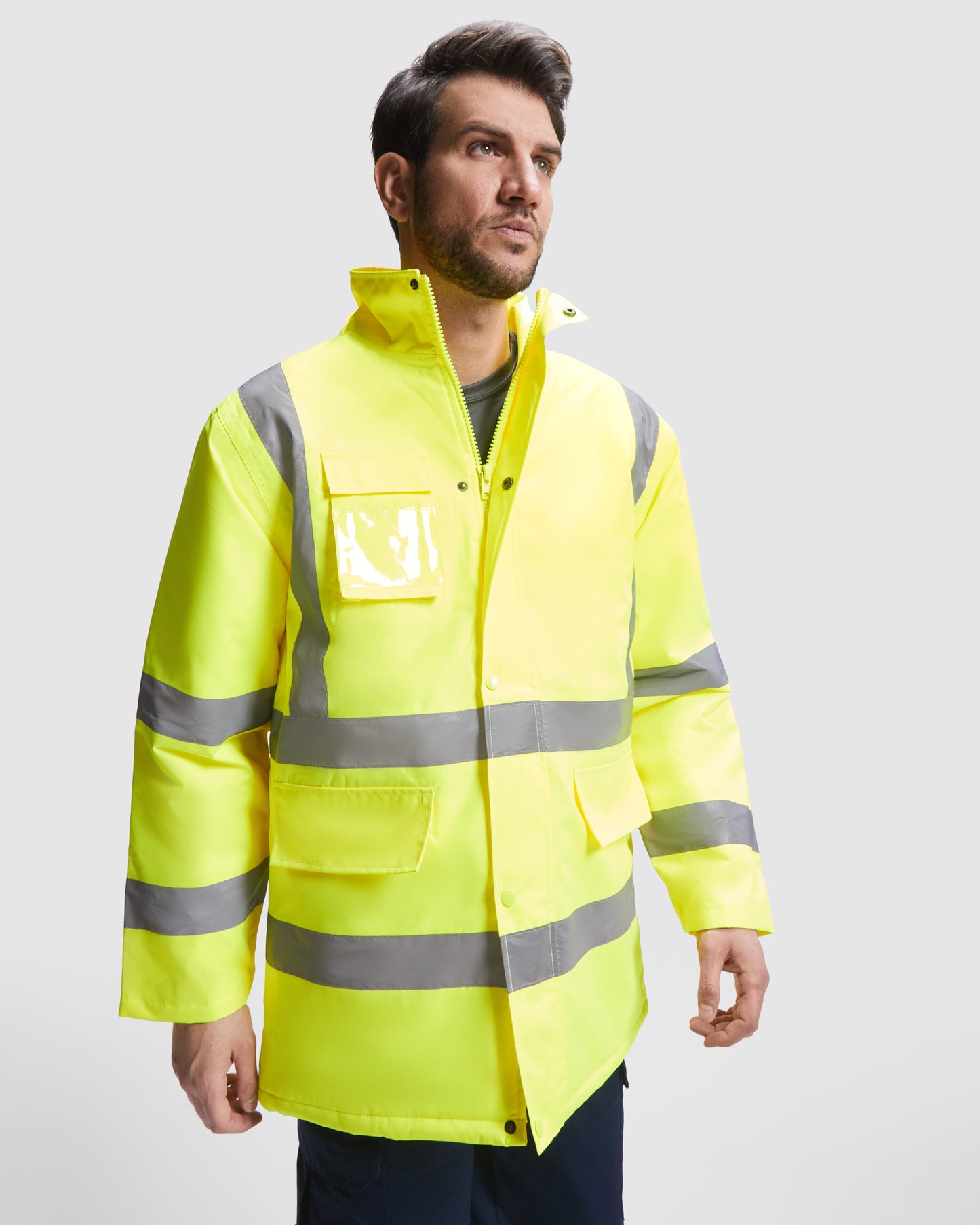 MA9320PI- Gesteppter Parka mit Ausweistasche / mit hoher Sichtbarkeit