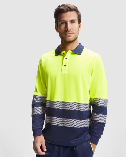 MA9319PI - Funktions Langarm-Poloshirt mit hoher Sichtbarkeit