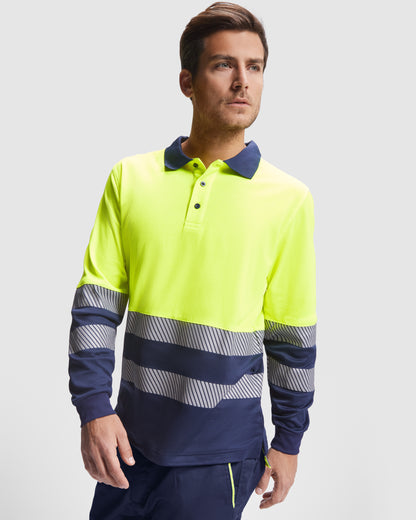 MA9319PI - Funktions Langarm-Poloshirt mit hoher Sichtbarkeit