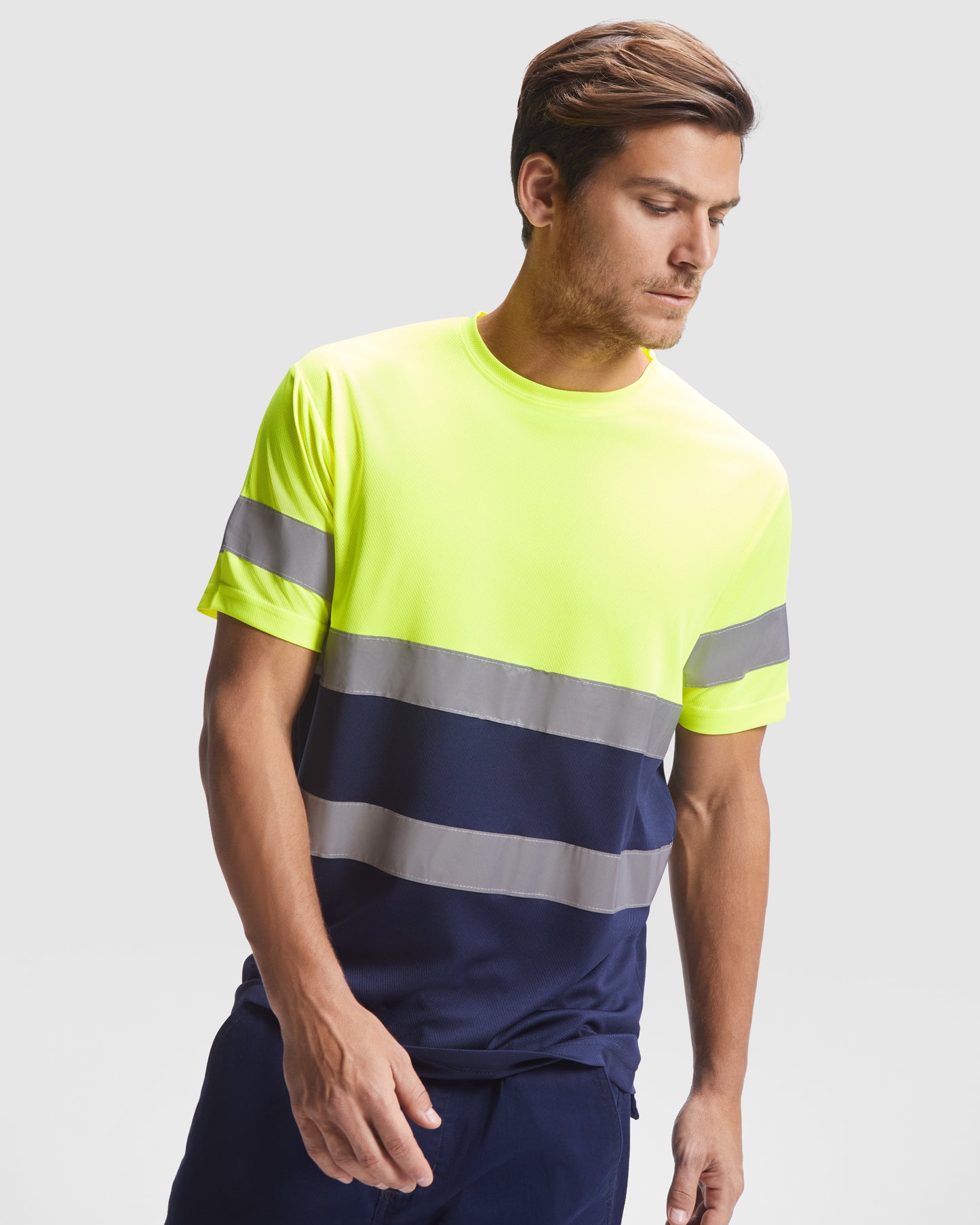 MA9310PI - FunktionsT-Shirt, Hi-Viz, Silberband, kurzarm